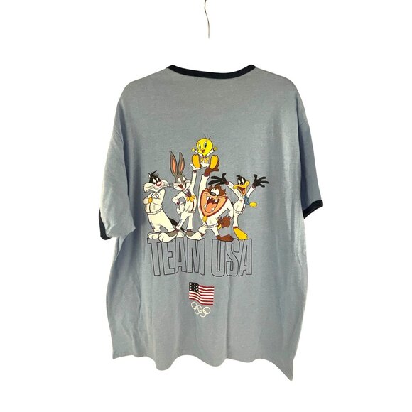 Looney Tunes Mens Team USA Graphic T-Shirt XXL Blue Cotton Blend Casual Novelty - Picture 5 of 5